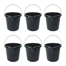6x Home Leisure Bucket W/Lip 11L Charcoal Laundry Cleaning Organisation