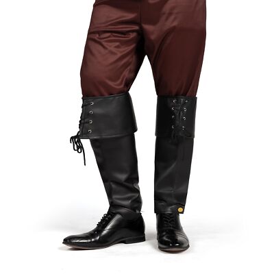 Syncfuns Black Pirate Boot Covers,Medieval Faux Leather Boot Cover
