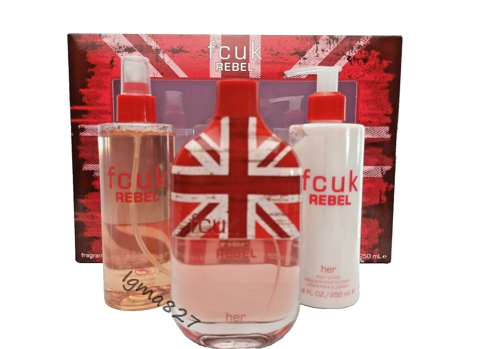Fcuk Rebel For Her Women Fragrance Mist Eau De Parfum Body Lotion Gift Set