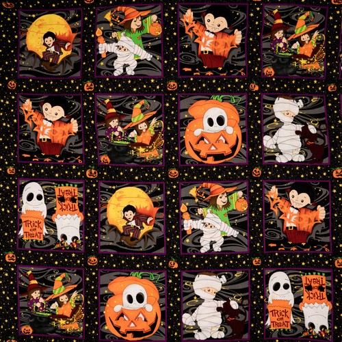 Halloween Fabric Trick or Treat Children Wearing Costumes 42" Wide x 3.55 Yds - Picture 4 of 9