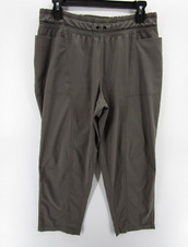 Prana Pants Women Medium Gray Cropped Hiking Outdoor Breathable Logo Pull On