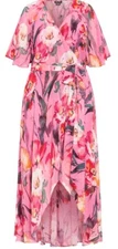 City Chic Lovers Lane Maxi Wrap Dress Swim Cover Up Size 24 XXL Floral Print