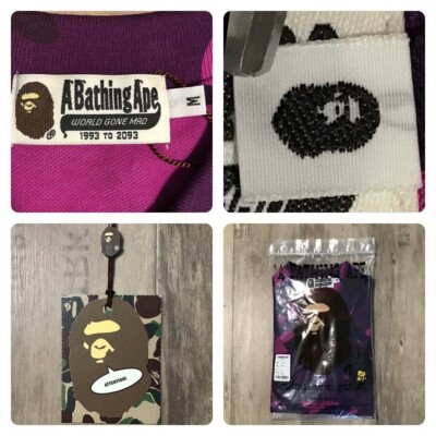 BAPE Purple camo APE HEAD LOGO polo shirt A Bathing Ape Size M | eBay