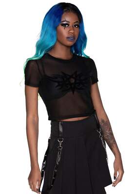 Killstar Gothic Goth Punk Retro Mesh Netz T-Shirt Crop Top - Trigger Tribal