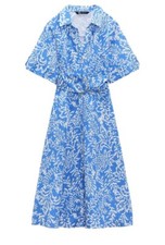 ZARA LINEN BLEND PRINTED SHIRTDRESS | SIZE XS 8127/343 | BNWT