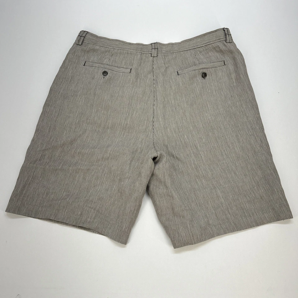 Tommy Bahama Relax Hombre Talla 38 Lino/Marrón Seda/Blanco Rayas Foto 2 de 4