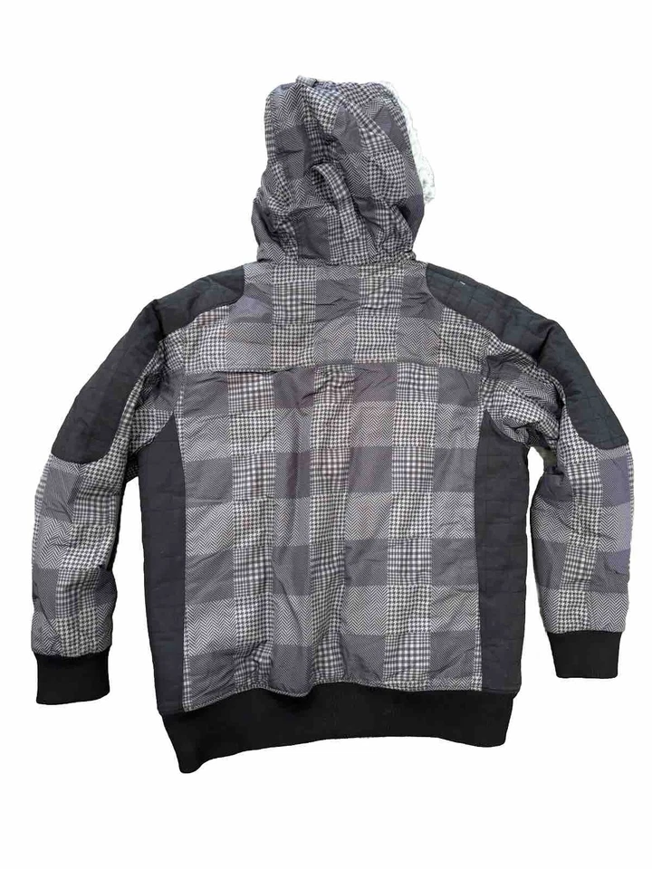 Abrigo Chaqueta de Invierno Avirex Vintage Acolchado Negro Cuadros Piel Capucha RARO Foto 3 de 4