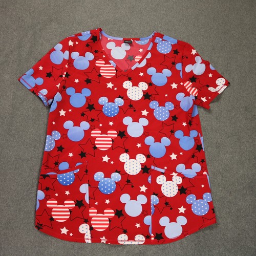 Scrubstar Disney "American Mickey" Scrub Top Stars Stripes Mickey Mouse M - Picture 2 of 22