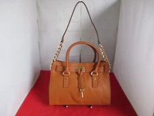 Michael Kors Hamilton Medium E/W Leather Satchel Shoulder Bag $298 Luggage  #010