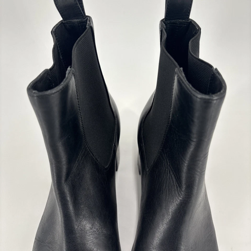 & Other Stories Boots Women’s Chelsea Black Leather Square Toe Casual Size 7 - Image 4 of 4