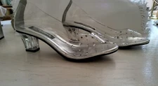 Cinderella shoes, "glass slipper", rhinestones, clear, 2" clear heel, NWOT