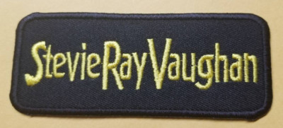 Embroidered Stevie Ray Vaughn Patch approx 1.5 x 3.75'' gold/yellow