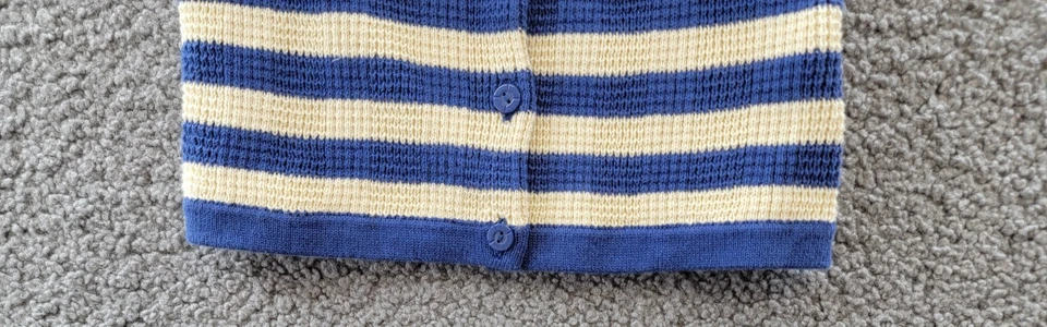 Polo Ralph Lauren Suéter Sin Mangas a Rayas Top Niñas 5 Azul/Crema Botón Delantero Foto 4 de 4