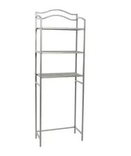 HOUSEHOLD ESSENTIALS 3-Tier Over-Toilet Rack – Silver Gray Metal, 68 in Tall