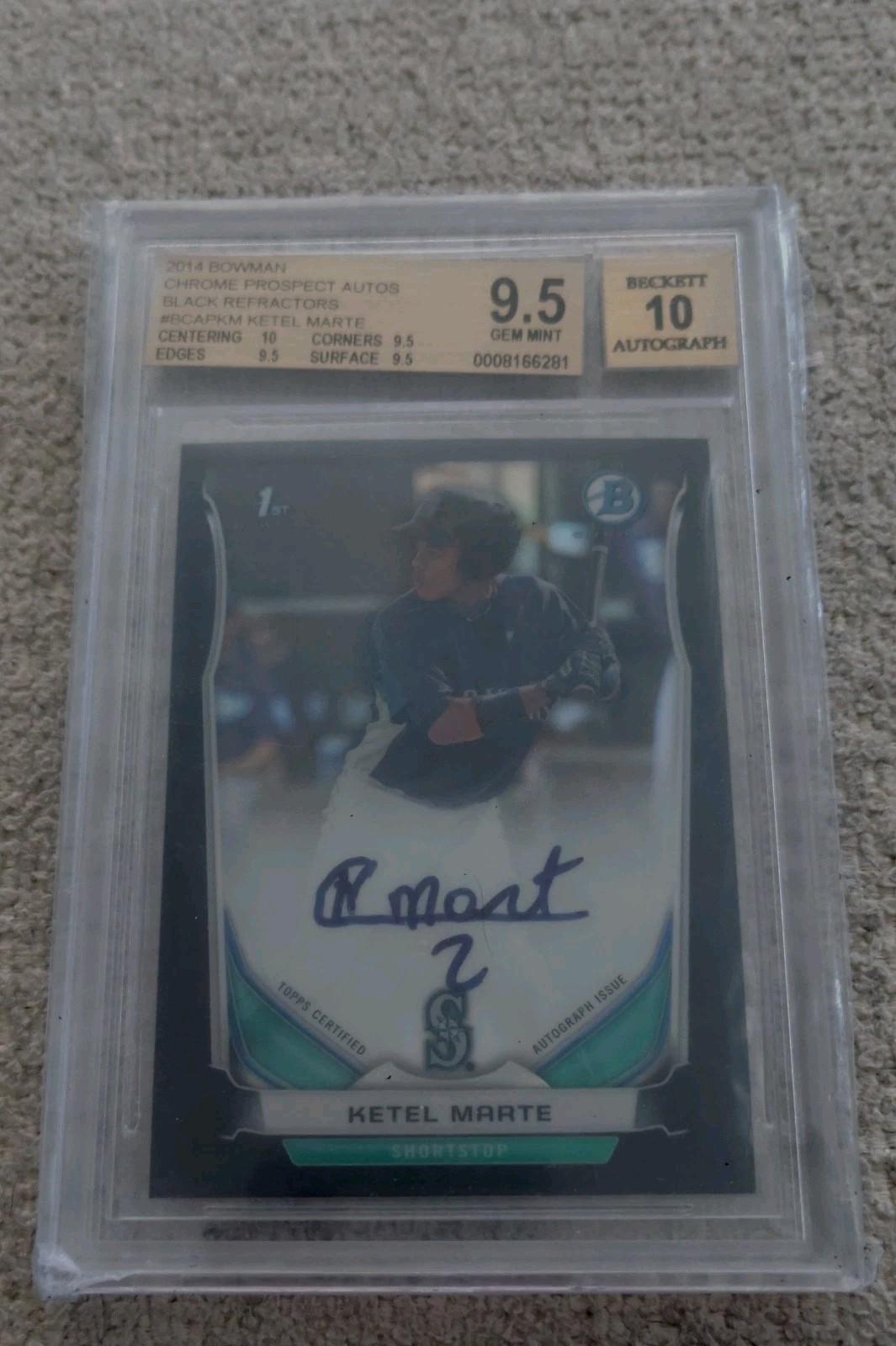 2014 1st Bowman Autographs Chrome Ketel Marte Black Refractor /99  BGS 9.5/10