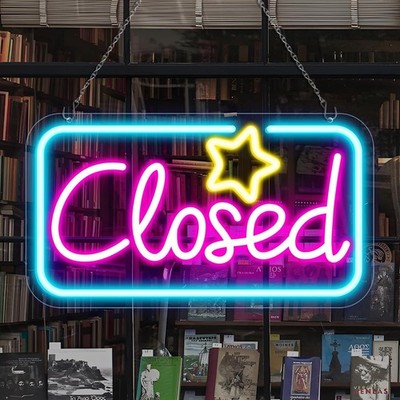 Neon Closed Signs for Business, 16.5''x 9'' Closed Sign LED, Super Bright Closed