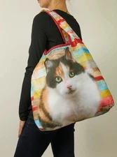Cat Colors Reusable Shopping Bag O-Witz Feline Fluffy Kitty Fold-Up Fashion New*