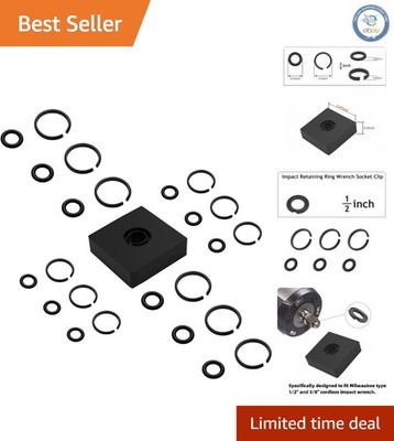 12-Piece Impact Retaining Ring Clip Set for 1/2  & 3/8  Wrenches Included O-R...