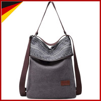 Schultertasche Rucksack Groß Vintage Damen Canvas Anti-Diebstahl FüR Alltag