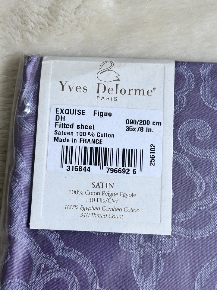 YVES DELORME exquise figue drap housse / fitted sheet 90 cm * 200 cm neuf - Photo 2/3