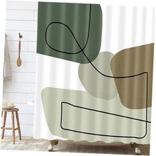 Abstract Mid Century Neutral Shower Curtain for Bathroom, Sea Foam Green