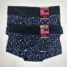 Maidenform Women's Cotton Dream Boyshort with Lace 40859 Black Blue S/5 2 Pack
