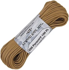 Atwood Rope MFG Parachute Paracord 550 100ft. 7 Strand Core, Tan - RG1222H