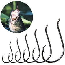 100pcs Circle Fishing Hooks 5# 5/0 Ultra Sharp Carbon Steel Octopus Offset**
