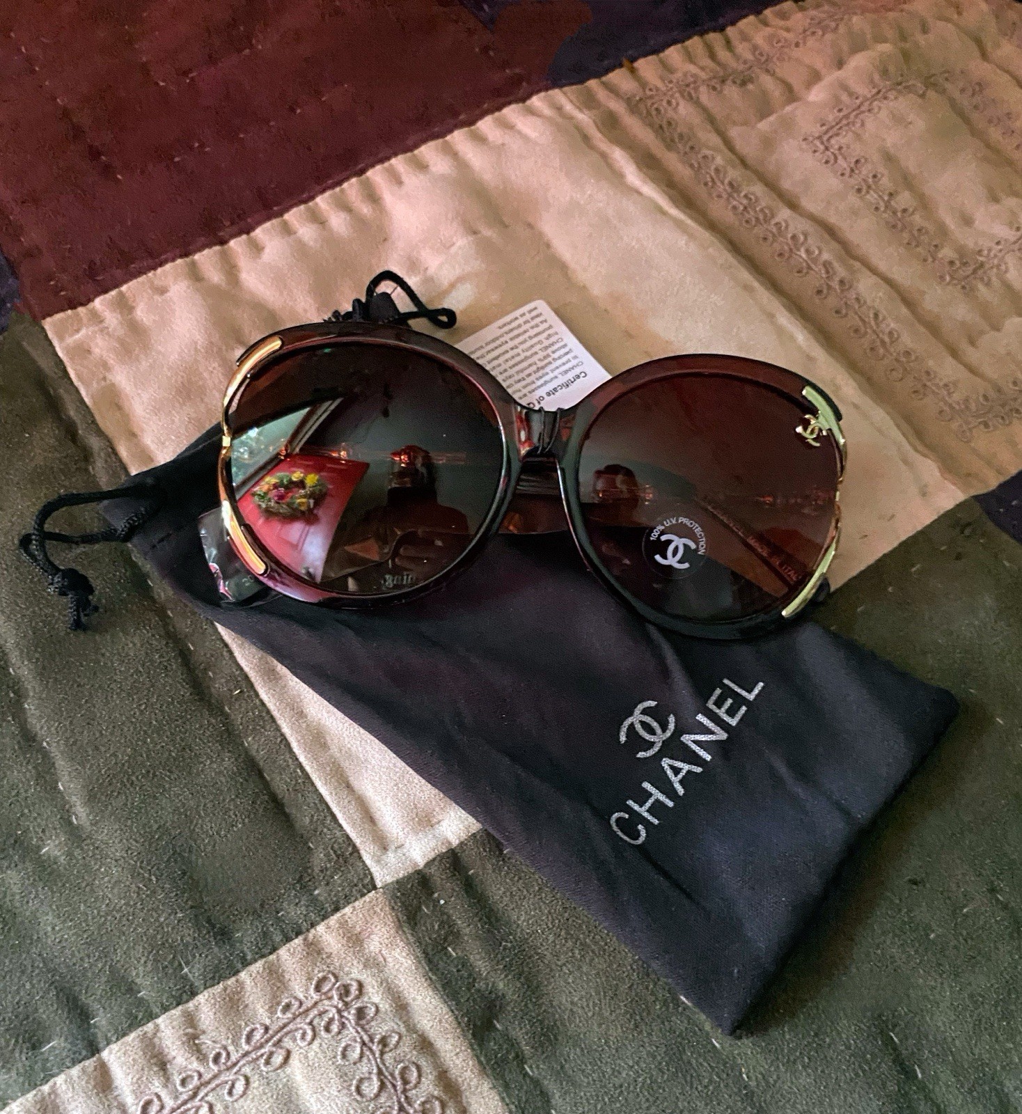 Chanel Oversized Brown and Gold Sunglasses for Women