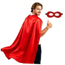 Adult Superhero Cape and Mask for Man and Woman - Halloween Vampire Capes Red