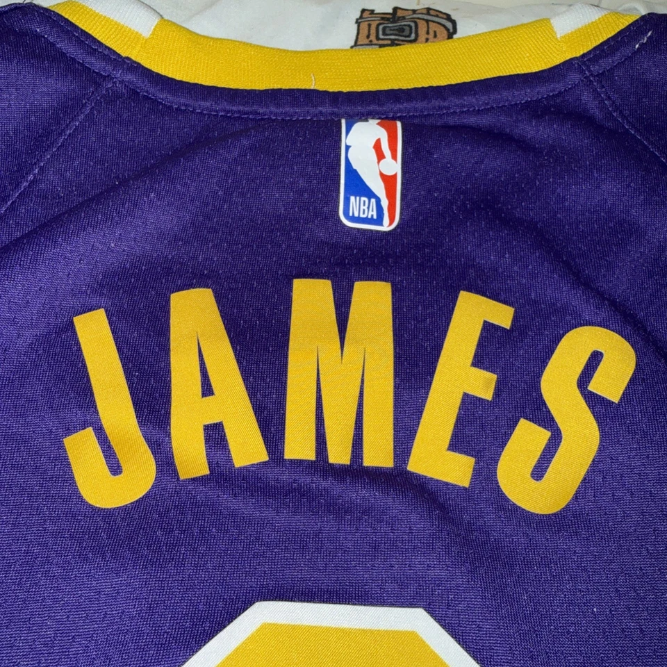 LEBRON JAMES LOS ANGELES LAKERS NIKE DRI FIT PURPLE JERSEY SIZE YOUTH LARGE L - Image 3 of 4