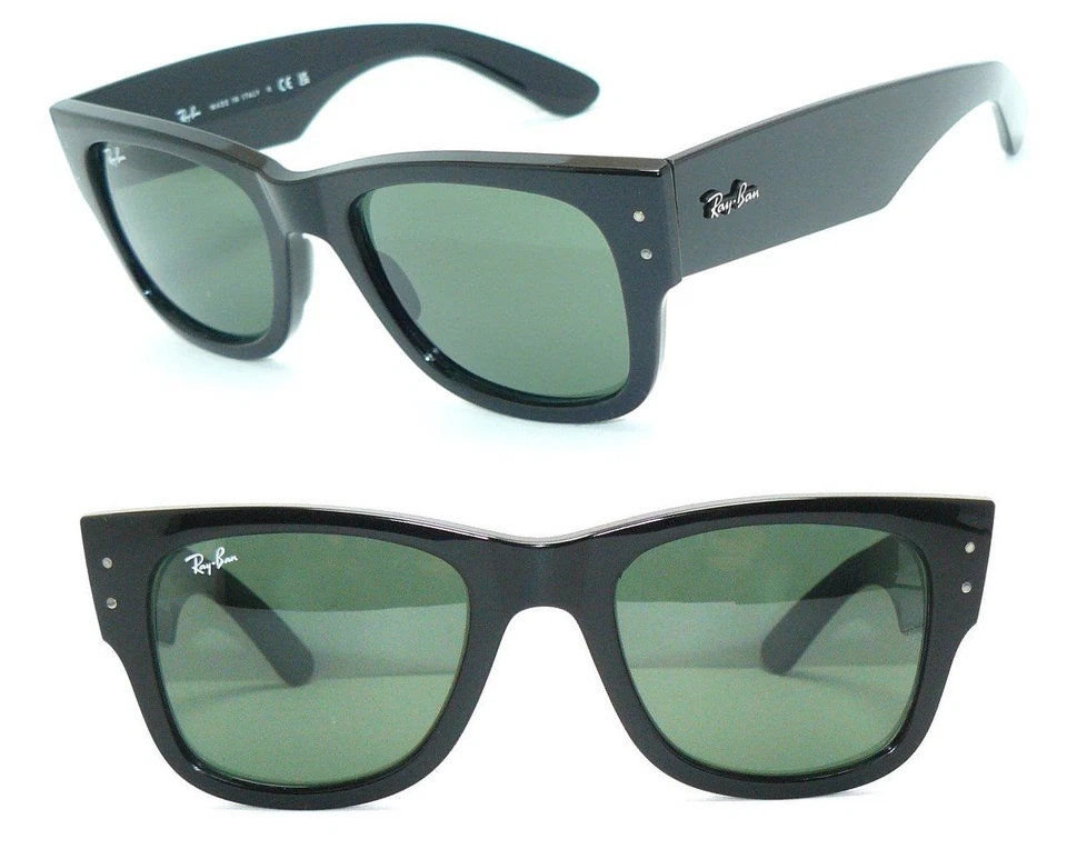 Ray Ban SONNENBRILLE SCHWARZ GRÜN WAYFARER RB 0840 901 MEGA 2132 BRILLE NEU 2140 - Bild 1 von 4
