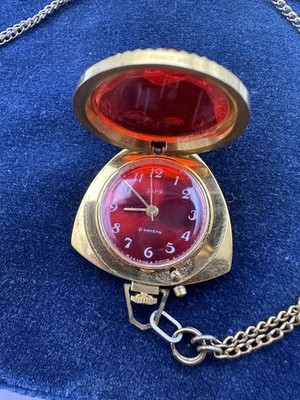 Soviet Pendant Watch ZARIA Beautiful Womens Watch AU5 21 jewels Made USSR