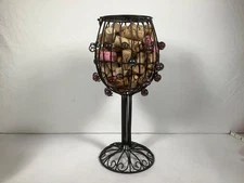WINE CORK HOLDER - CAGE/ Glass beads - METAL WIRE GOBLET SHAPE - COOL!!