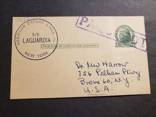 Ship SS LAGUARDIA, American Export Line Naval Cover 1951 PAQUEBOT