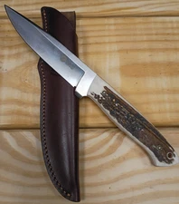 Boker Arbolito N695 Fixed Blade Knife • Stag Handle • Leather Sheath