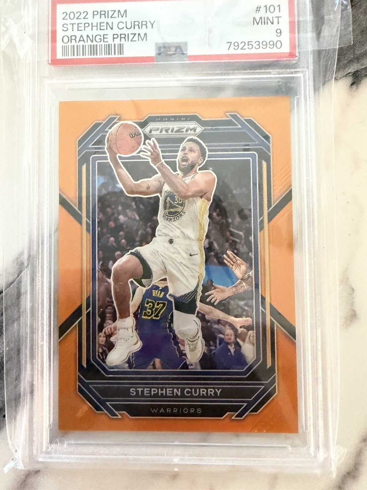 2022-23 Panini Prizm Stephen Curry #101 Orange Prizm /49 PSA 9 MINT