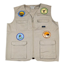 Vintage L.L. Bean Outdoors Patch Tan Vest Size Youth X-Large