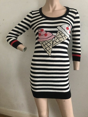 MISS SELFRIDGE PETITES STIPEY ICE CREAM KNIT BODY CON DRESS UK 4 EU 32 XXS BNWT - Picture 5 of 10
