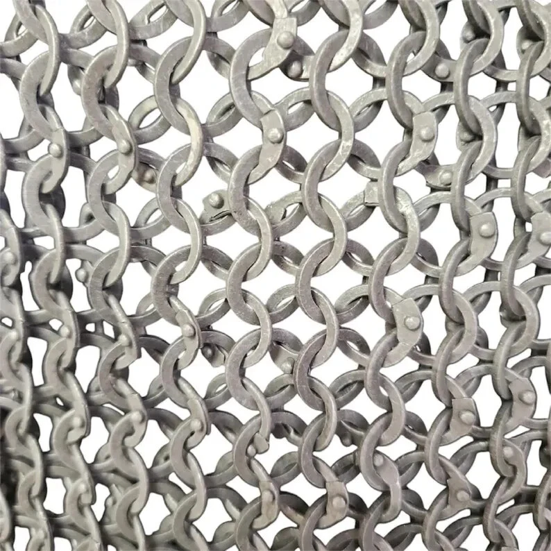 Chainmail Shirt, Dark Gray Aluminium Flat Ring Dome Riveted with solid rings - Image 4 of 4