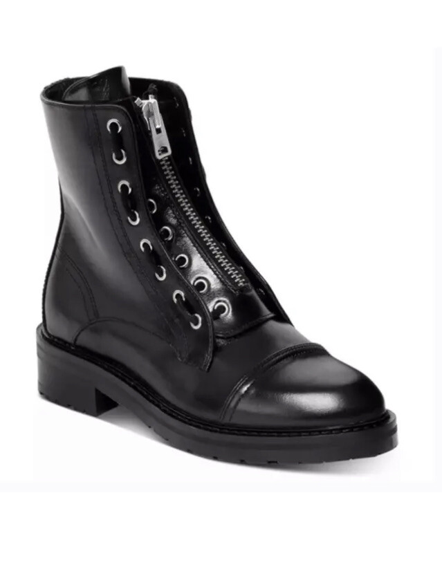 NWOB ALLSAINTS Ariel Zip Front Chunky Leather Combat Boots