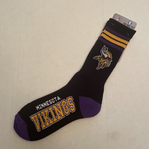 Minnesota Vikings Socks Large Crew NFL Team Football Black Gold Unisex Adult
