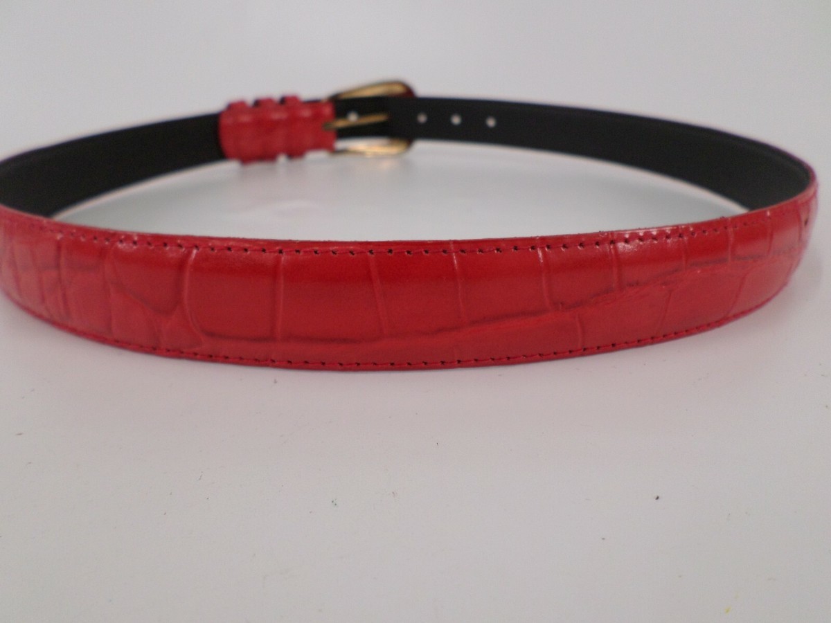 The Limited Leather Belt 30 M Alligator Croc Print Red Made  display picture 1