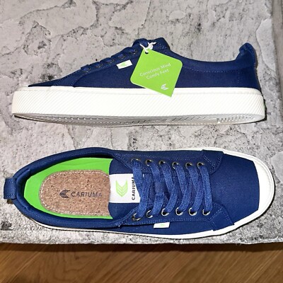 New Cariuma OCA Low Shadow Blue Canvas Sneakers Shoes 9.5 Mens / 11 Womens