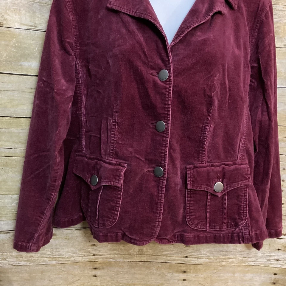 Blazer Chaqueta Venezia Talla 22/24 Pana Borgoña 3 Botones Manga Larga Bolsillos Foto 4 de 4