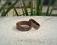 Gray Dyed Birch Bentwood Wood Mens  Womens Ring Set  Wedding Bands  Handmade