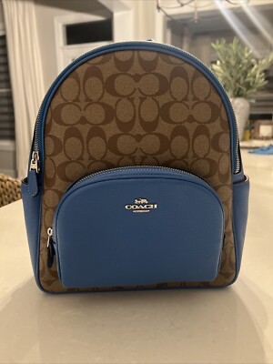 COACH Women's Court Backpack (Khaki/Racer Blue)
