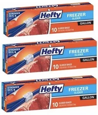 Hefty Slider Gallon Freezer Bags 30 Count Clear Food Storage Bags