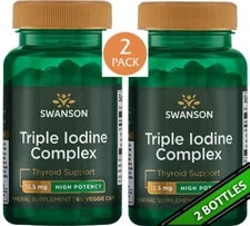 2 Pack High Potency Triple Iodine Thyroid Complex 12.5 mg 120 Veggie Caps (2x60)