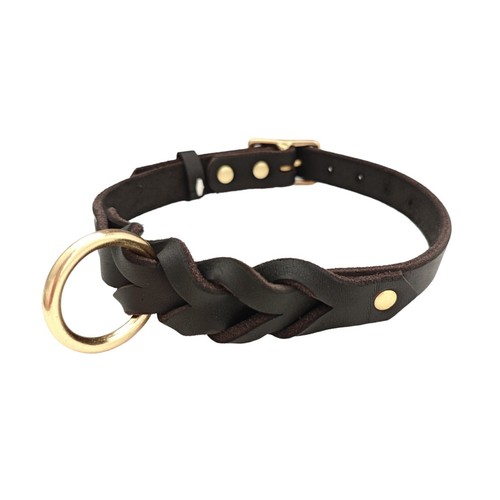 Premium Quality Handmade Weave Genuine Leather Pet Dog Collar Full Brass Fitting - 第 7/8 張圖片